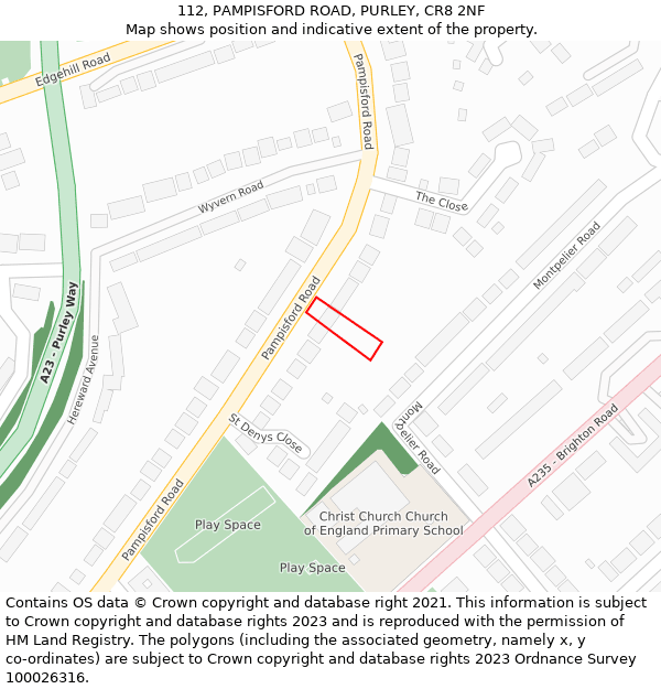 112, PAMPISFORD ROAD, PURLEY, CR8 2NF: Location map and indicative extent of plot