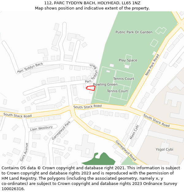 112, PARC TYDDYN BACH, HOLYHEAD, LL65 1NZ: Location map and indicative extent of plot