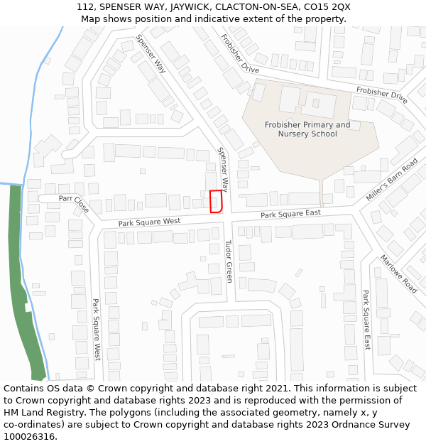 112, SPENSER WAY, JAYWICK, CLACTON-ON-SEA, CO15 2QX: Location map and indicative extent of plot