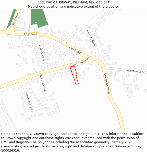 112, THE CAUSEWAY, ISLEHAM, ELY, CB7 5ST: Location map and indicative extent of plot