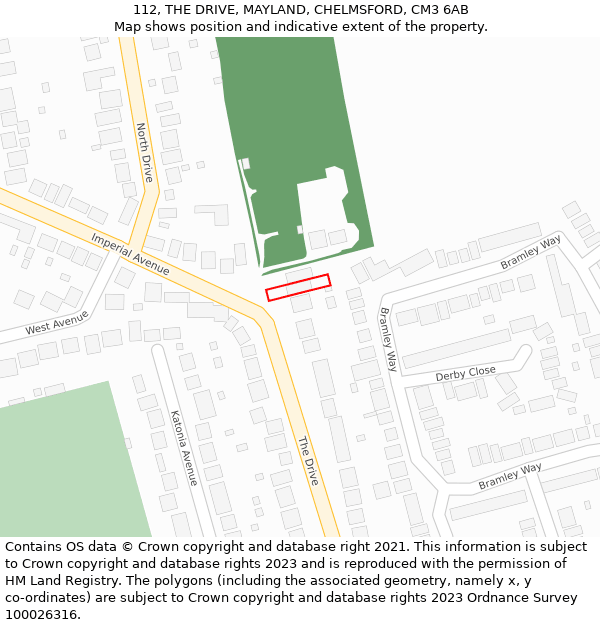 112, THE DRIVE, MAYLAND, CHELMSFORD, CM3 6AB: Location map and indicative extent of plot