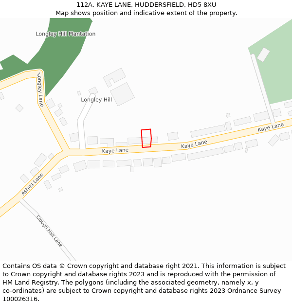 112A, KAYE LANE, HUDDERSFIELD, HD5 8XU: Location map and indicative extent of plot