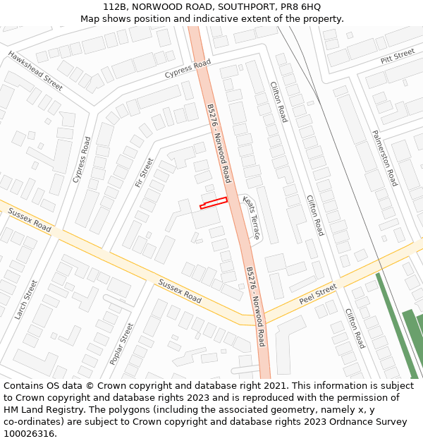 112B, NORWOOD ROAD, SOUTHPORT, PR8 6HQ: Location map and indicative extent of plot