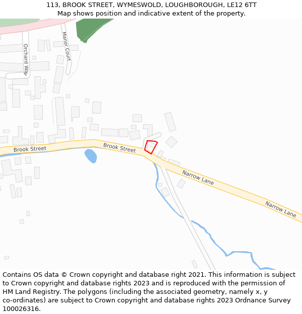113, BROOK STREET, WYMESWOLD, LOUGHBOROUGH, LE12 6TT: Location map and indicative extent of plot
