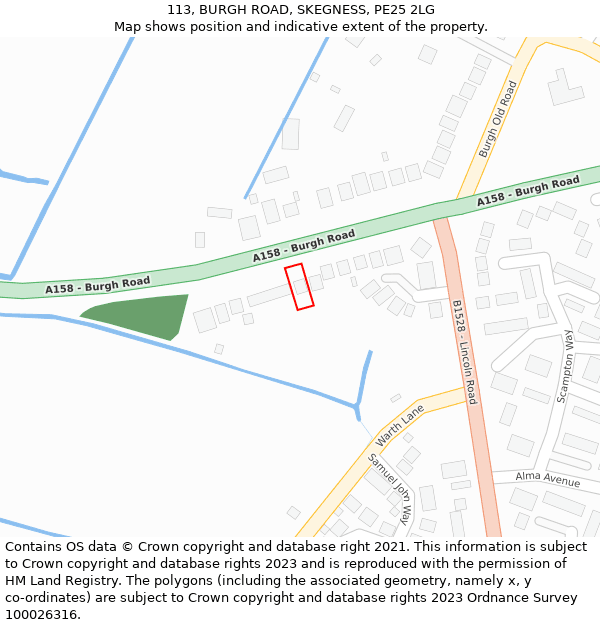 113, BURGH ROAD, SKEGNESS, PE25 2LG: Location map and indicative extent of plot