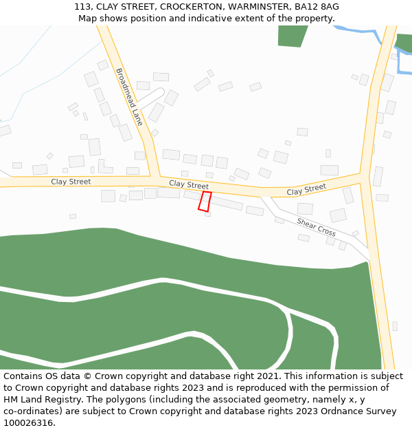 113, CLAY STREET, CROCKERTON, WARMINSTER, BA12 8AG: Location map and indicative extent of plot