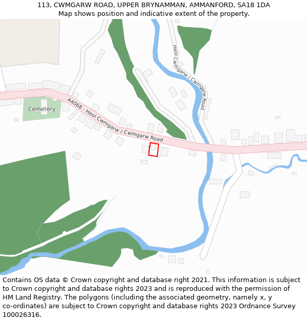113, CWMGARW ROAD, UPPER BRYNAMMAN, AMMANFORD, SA18 1DA: Location map and indicative extent of plot