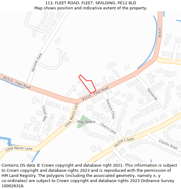 113, FLEET ROAD, FLEET, SPALDING, PE12 8LD: Location map and indicative extent of plot