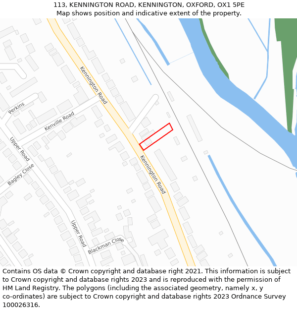 113, KENNINGTON ROAD, KENNINGTON, OXFORD, OX1 5PE: Location map and indicative extent of plot