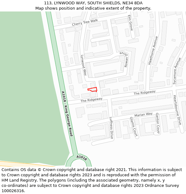 113, LYNWOOD WAY, SOUTH SHIELDS, NE34 8DA: Location map and indicative extent of plot