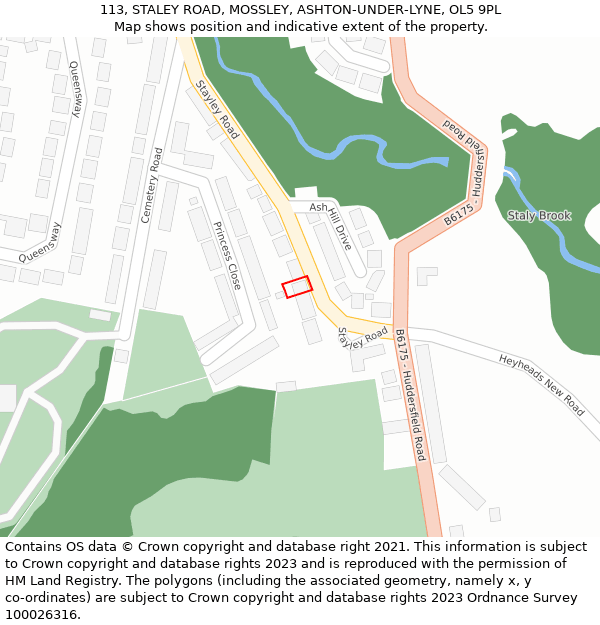 113, STALEY ROAD, MOSSLEY, ASHTON-UNDER-LYNE, OL5 9PL: Location map and indicative extent of plot