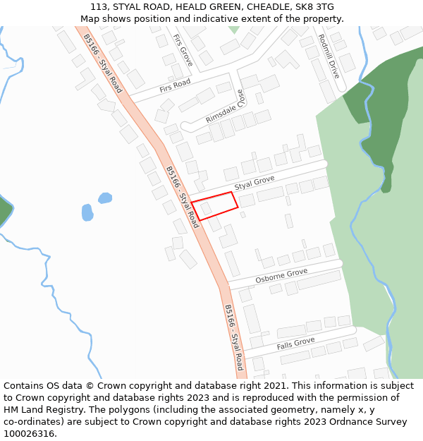 113, STYAL ROAD, HEALD GREEN, CHEADLE, SK8 3TG: Location map and indicative extent of plot