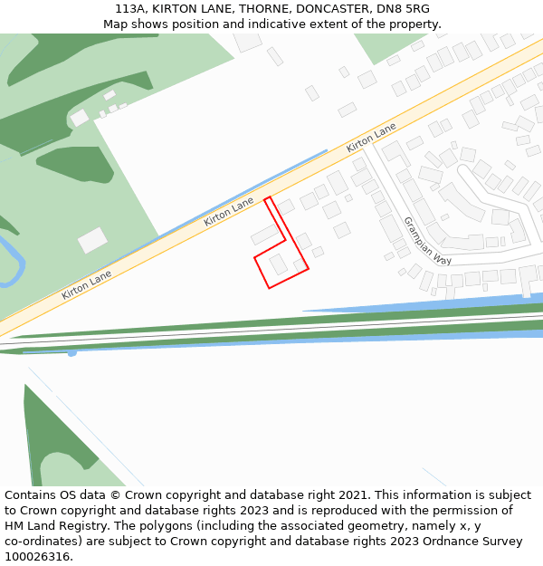 113A, KIRTON LANE, THORNE, DONCASTER, DN8 5RG: Location map and indicative extent of plot