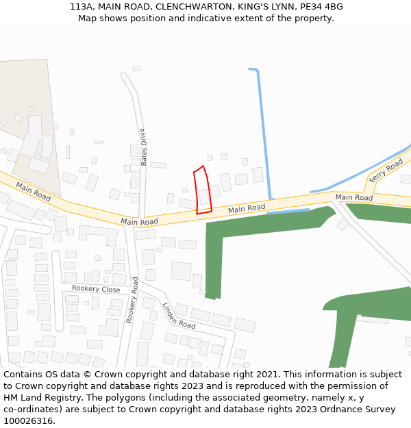113A, MAIN ROAD, CLENCHWARTON, KING'S LYNN, PE34 4BG: Location map and indicative extent of plot