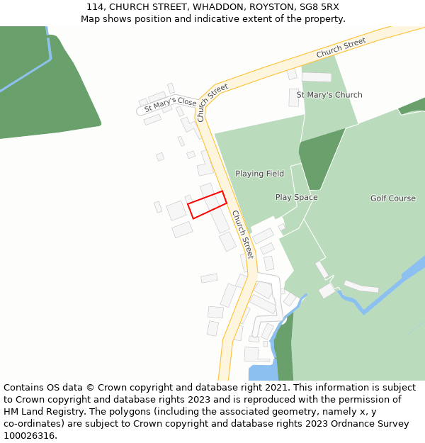 114, CHURCH STREET, WHADDON, ROYSTON, SG8 5RX: Location map and indicative extent of plot