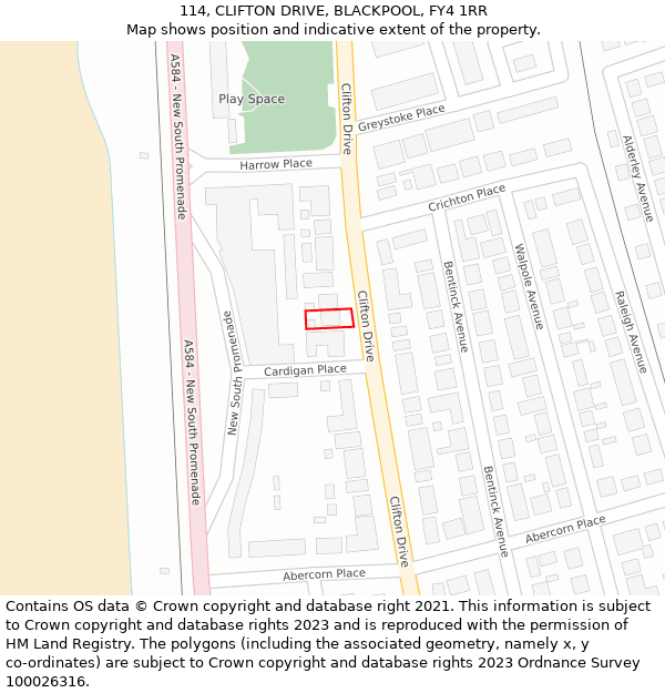 114, CLIFTON DRIVE, BLACKPOOL, FY4 1RR: Location map and indicative extent of plot