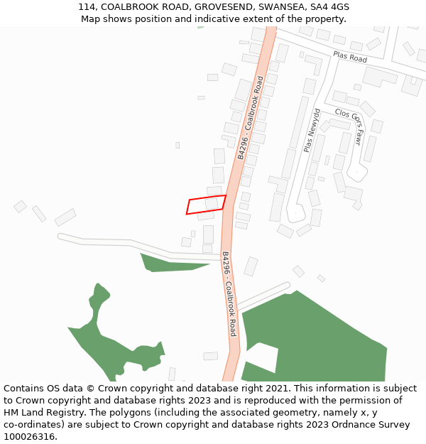 114, COALBROOK ROAD, GROVESEND, SWANSEA, SA4 4GS: Location map and indicative extent of plot