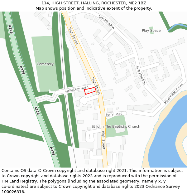 114, HIGH STREET, HALLING, ROCHESTER, ME2 1BZ: Location map and indicative extent of plot