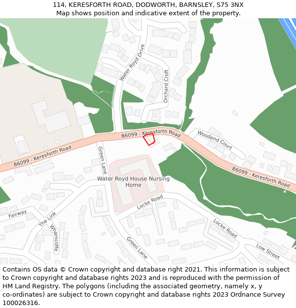 114, KERESFORTH ROAD, DODWORTH, BARNSLEY, S75 3NX: Location map and indicative extent of plot