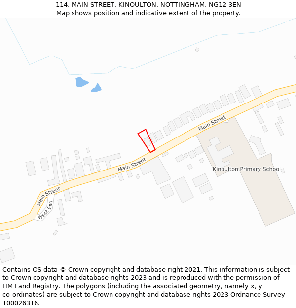 114, MAIN STREET, KINOULTON, NOTTINGHAM, NG12 3EN: Location map and indicative extent of plot