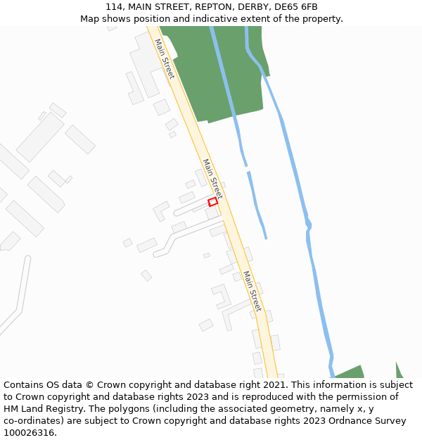 114, MAIN STREET, REPTON, DERBY, DE65 6FB: Location map and indicative extent of plot