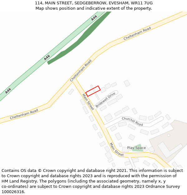 114, MAIN STREET, SEDGEBERROW, EVESHAM, WR11 7UG: Location map and indicative extent of plot