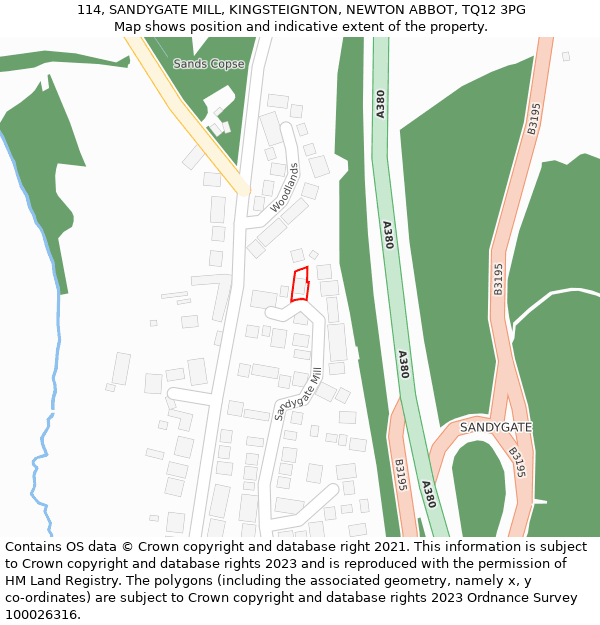114, SANDYGATE MILL, KINGSTEIGNTON, NEWTON ABBOT, TQ12 3PG: Location map and indicative extent of plot