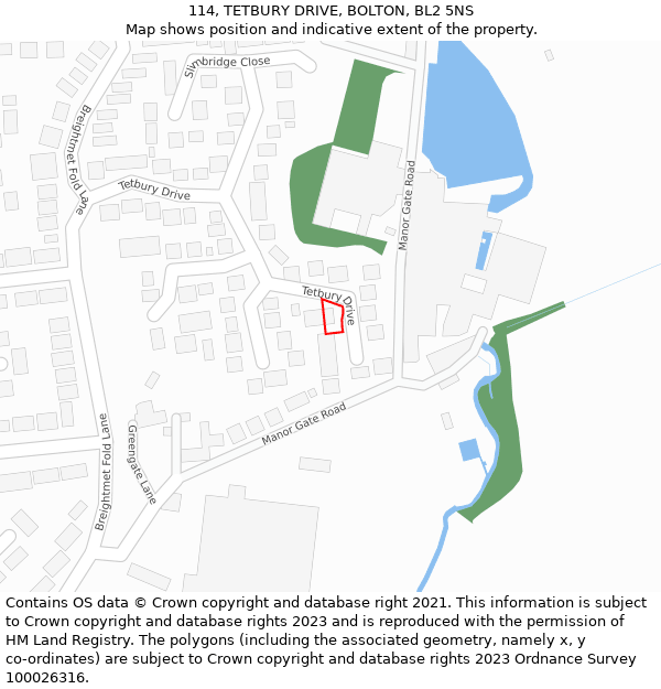 114, TETBURY DRIVE, BOLTON, BL2 5NS: Location map and indicative extent of plot
