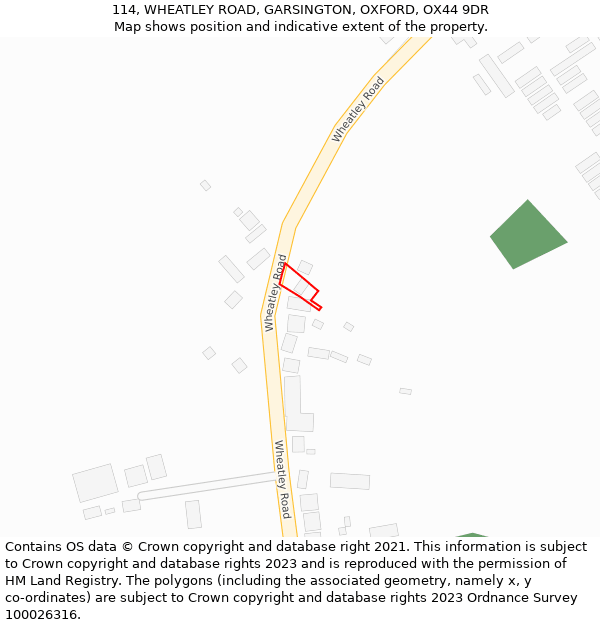 114, WHEATLEY ROAD, GARSINGTON, OXFORD, OX44 9DR: Location map and indicative extent of plot