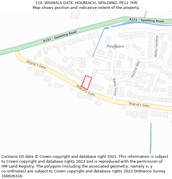 114, WIGNALS GATE, HOLBEACH, SPALDING, PE12 7HR: Location map and indicative extent of plot