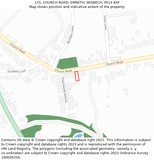 115, CHURCH ROAD, EMNETH, WISBECH, PE14 8AF: Location map and indicative extent of plot