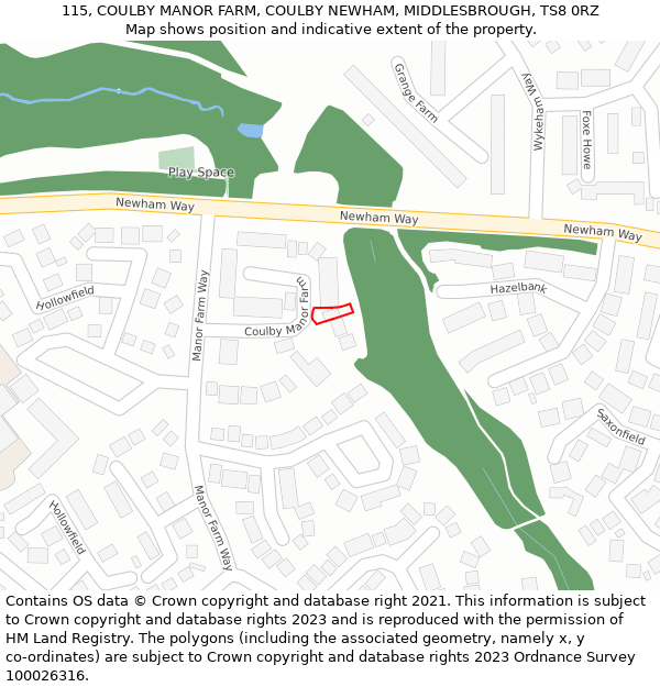 115, COULBY MANOR FARM, COULBY NEWHAM, MIDDLESBROUGH, TS8 0RZ: Location map and indicative extent of plot