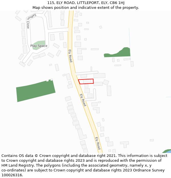 115, ELY ROAD, LITTLEPORT, ELY, CB6 1HJ: Location map and indicative extent of plot