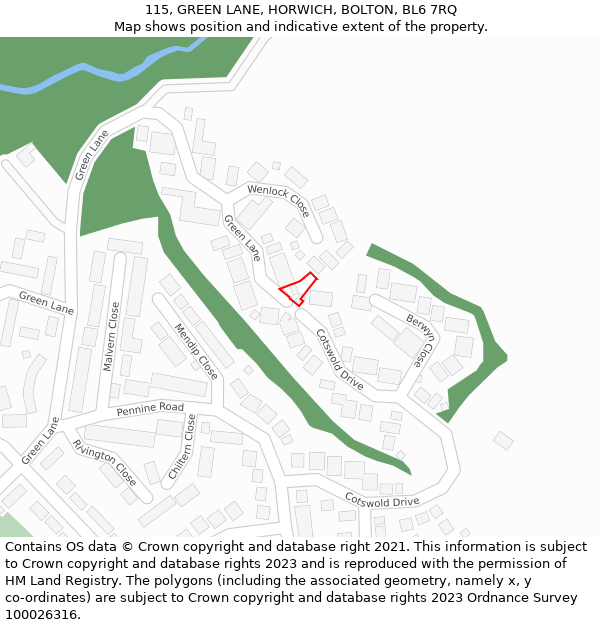 115, GREEN LANE, HORWICH, BOLTON, BL6 7RQ: Location map and indicative extent of plot