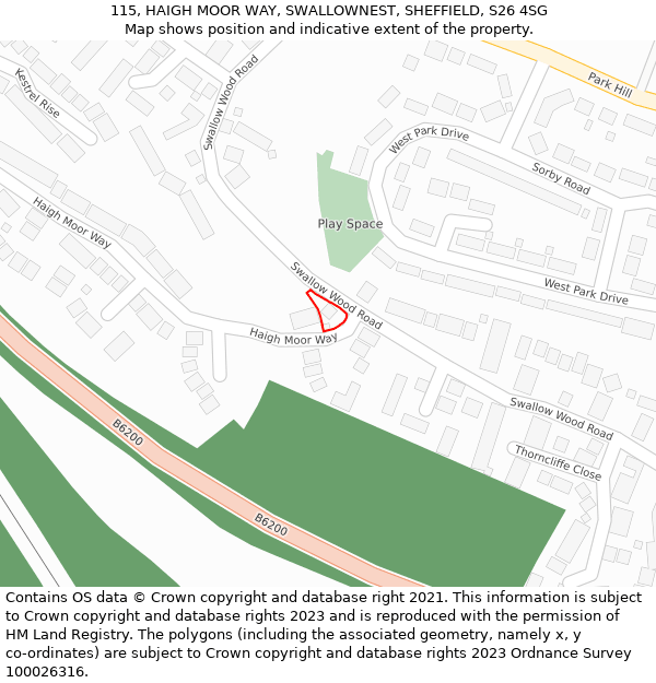115, HAIGH MOOR WAY, SWALLOWNEST, SHEFFIELD, S26 4SG: Location map and indicative extent of plot