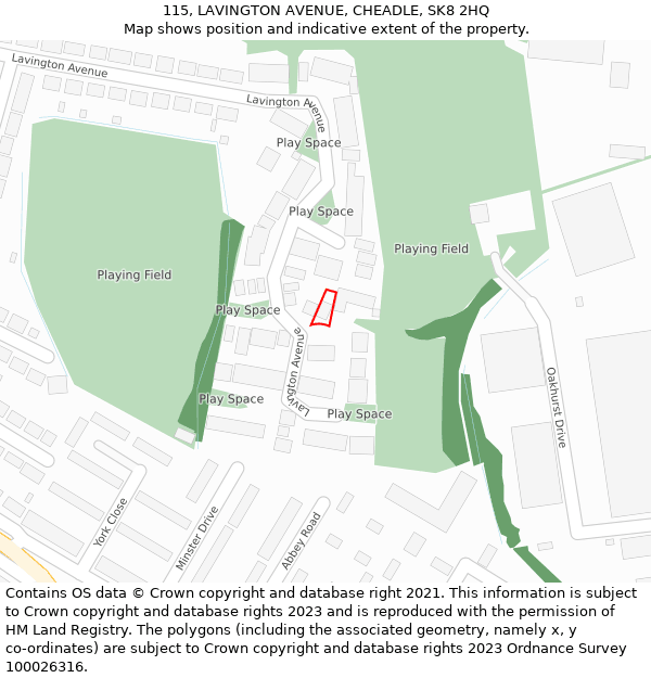 115, LAVINGTON AVENUE, CHEADLE, SK8 2HQ: Location map and indicative extent of plot