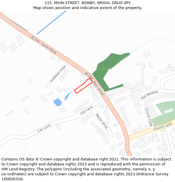 115, MAIN STREET, BONBY, BRIGG, DN20 0PY: Location map and indicative extent of plot