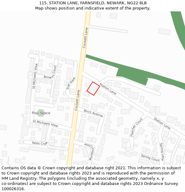 115, STATION LANE, FARNSFIELD, NEWARK, NG22 8LB: Location map and indicative extent of plot