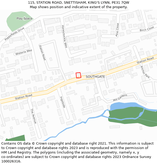 115, STATION ROAD, SNETTISHAM, KING'S LYNN, PE31 7QW: Location map and indicative extent of plot