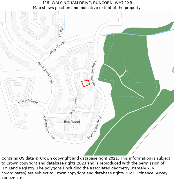 115, WALSINGHAM DRIVE, RUNCORN, WA7 1XB: Location map and indicative extent of plot