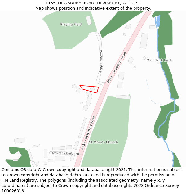 1155, DEWSBURY ROAD, DEWSBURY, WF12 7JL: Location map and indicative extent of plot