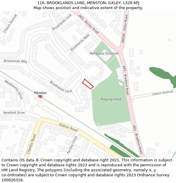 116, BROOKLANDS LANE, MENSTON, ILKLEY, LS29 6PJ: Location map and indicative extent of plot