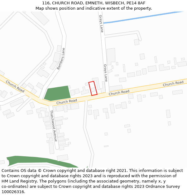 116, CHURCH ROAD, EMNETH, WISBECH, PE14 8AF: Location map and indicative extent of plot