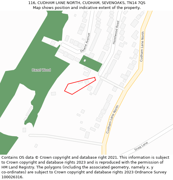 116, CUDHAM LANE NORTH, CUDHAM, SEVENOAKS, TN14 7QS: Location map and indicative extent of plot