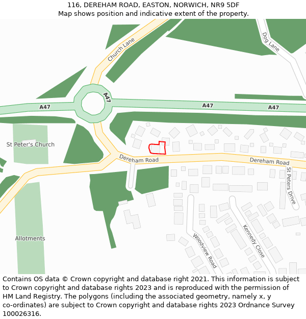 116, DEREHAM ROAD, EASTON, NORWICH, NR9 5DF: Location map and indicative extent of plot