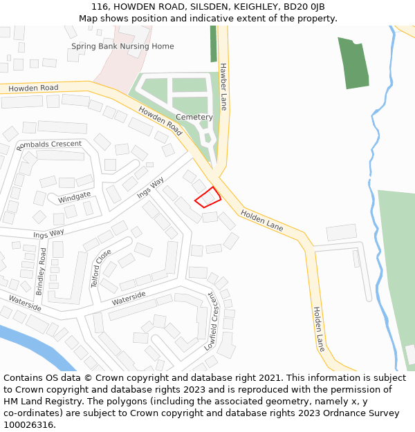 116, HOWDEN ROAD, SILSDEN, KEIGHLEY, BD20 0JB: Location map and indicative extent of plot