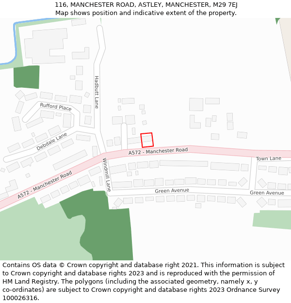 116, MANCHESTER ROAD, ASTLEY, MANCHESTER, M29 7EJ: Location map and indicative extent of plot