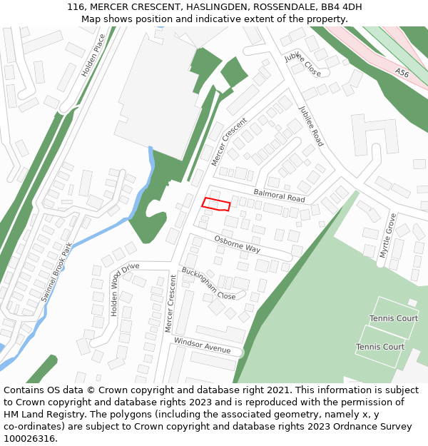 116, MERCER CRESCENT, HASLINGDEN, ROSSENDALE, BB4 4DH: Location map and indicative extent of plot