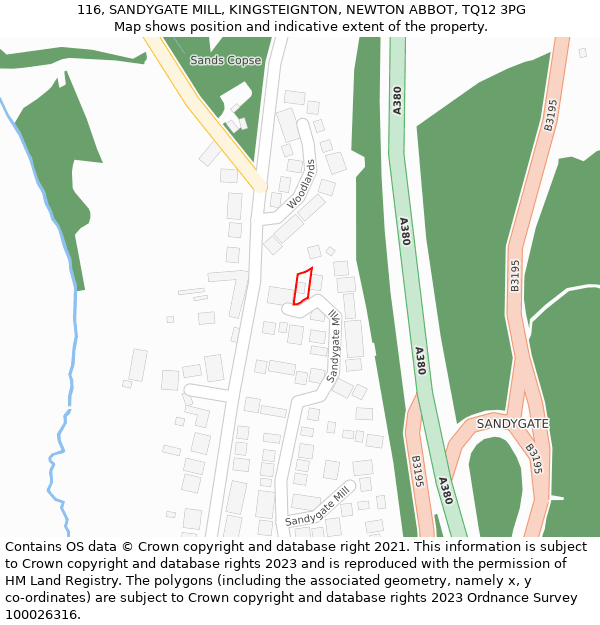 116, SANDYGATE MILL, KINGSTEIGNTON, NEWTON ABBOT, TQ12 3PG: Location map and indicative extent of plot