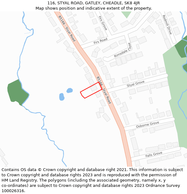 116, STYAL ROAD, GATLEY, CHEADLE, SK8 4JR: Location map and indicative extent of plot